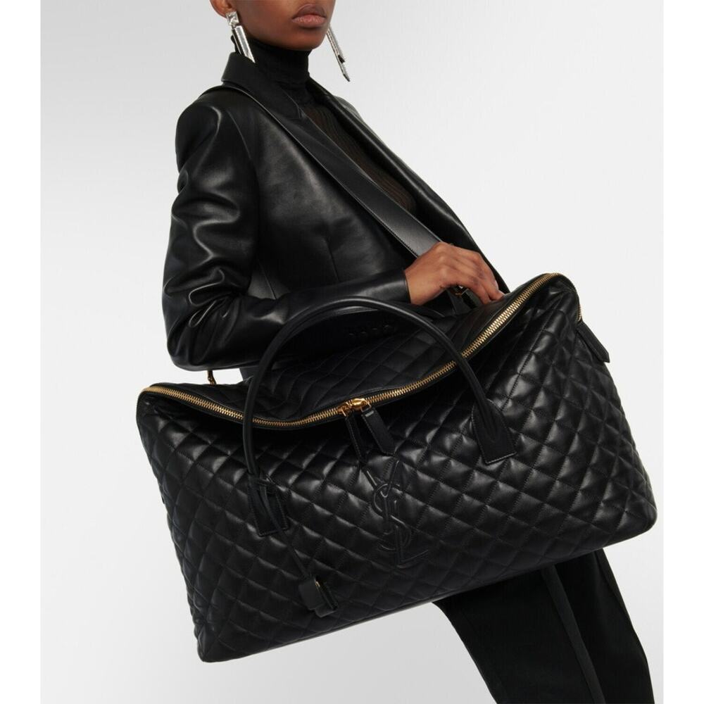 Saint Laurent ES Giant Travel Bag Quilted Black Leather YSL Duffle Weekender